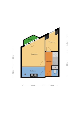 Floorplan - Schiedamseweg 49A01, 3026 AC Rotterdam